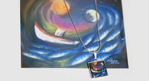 Mini painting pendant and card